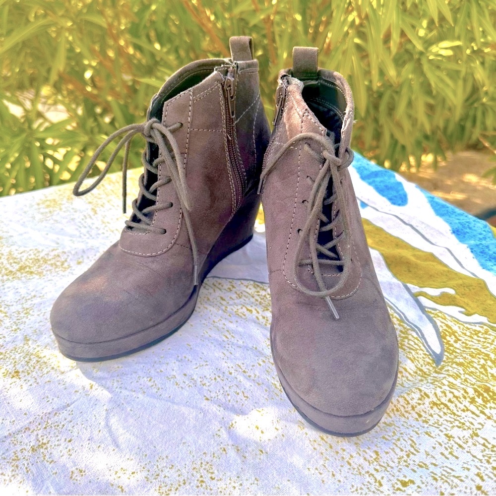 Wedge Heel Suede Booties Dolcetta Boots